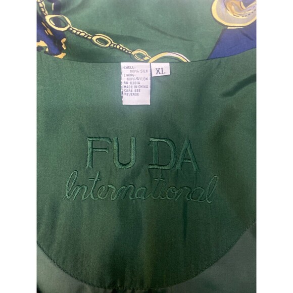 Vtg FUDA International Jacket L Silk Bomber Shoulder Pads Equestrian 90s - Picture 8 of 10